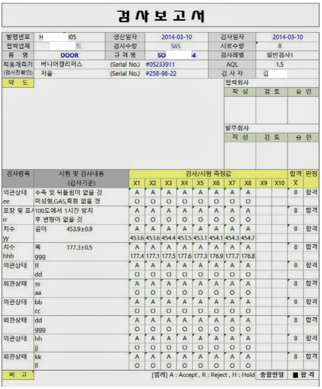 검사보고서 샘플 이미지